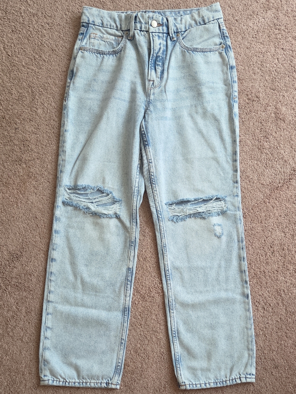 Good American Light Blue Distressed Relaxed Jeans